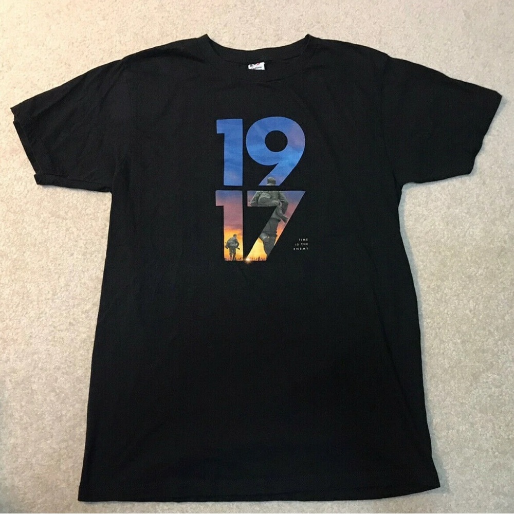 1917 WW1 Movie Poster Collectible T-Shirt Black Short Sleeve Size M Time Enemy